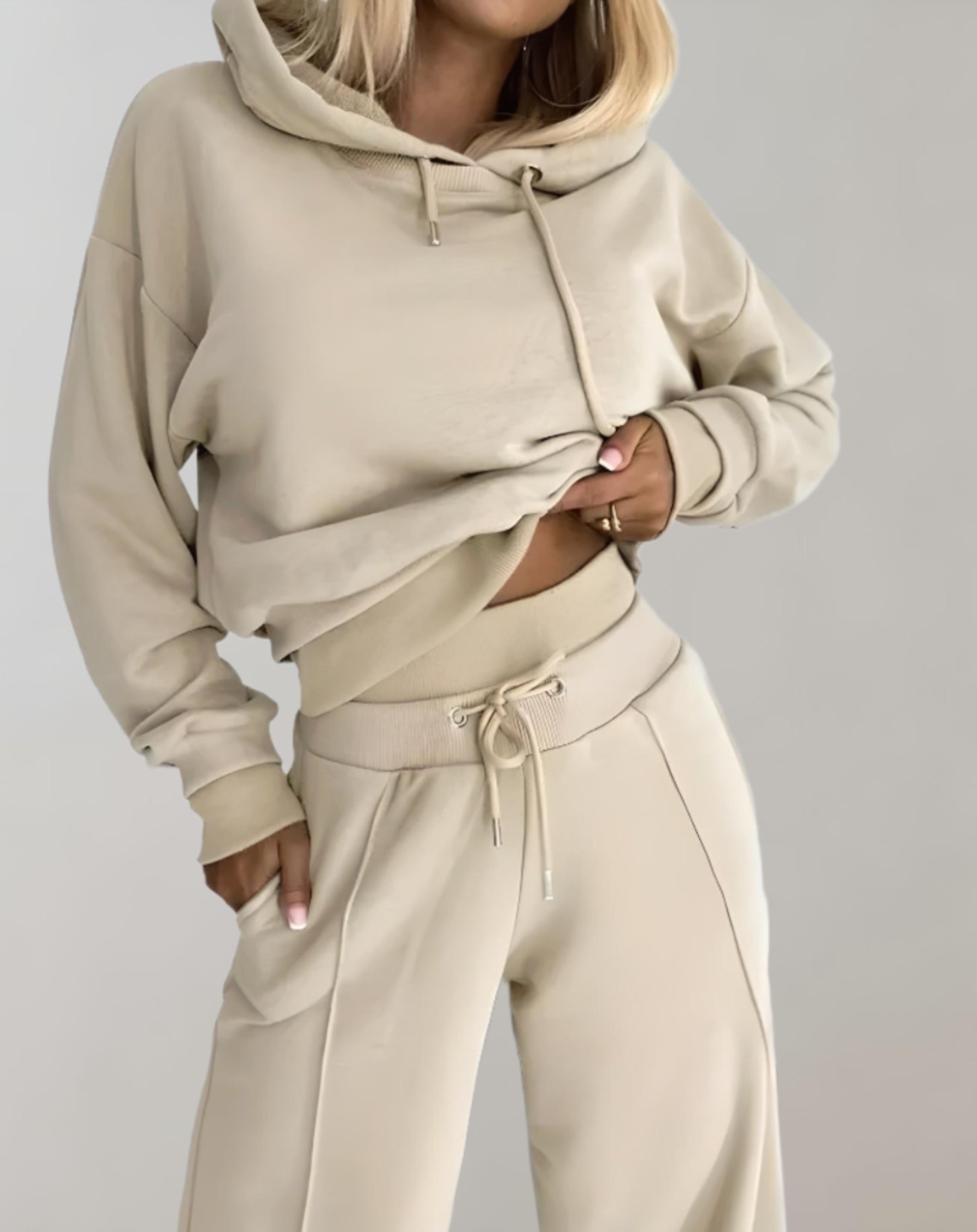 Women's Casual Wide Leg Lounge Set – Soft Cotton Blend Relaxed Fit Hoodie and Pants for Everyday Comfort